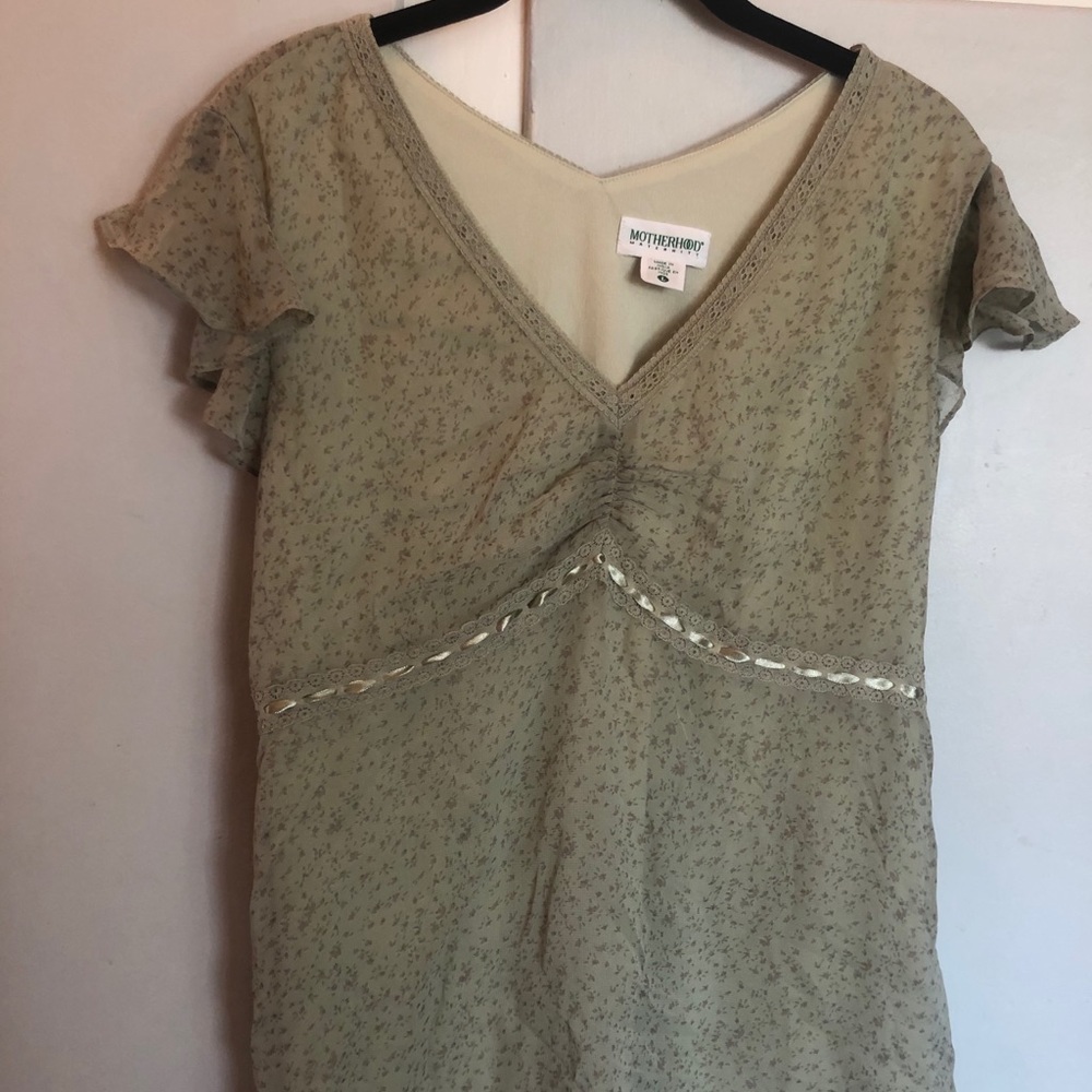 Motherhood Maternity sage green floral blouse
